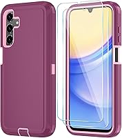 Vista 1 de Qinmay Phone Case for Samsung Galaxy A15 5G Case with HD Screen Protector, Heavy Duty Shockproof & Dropproof 3-Layer Cover Phone Case for Galaxy