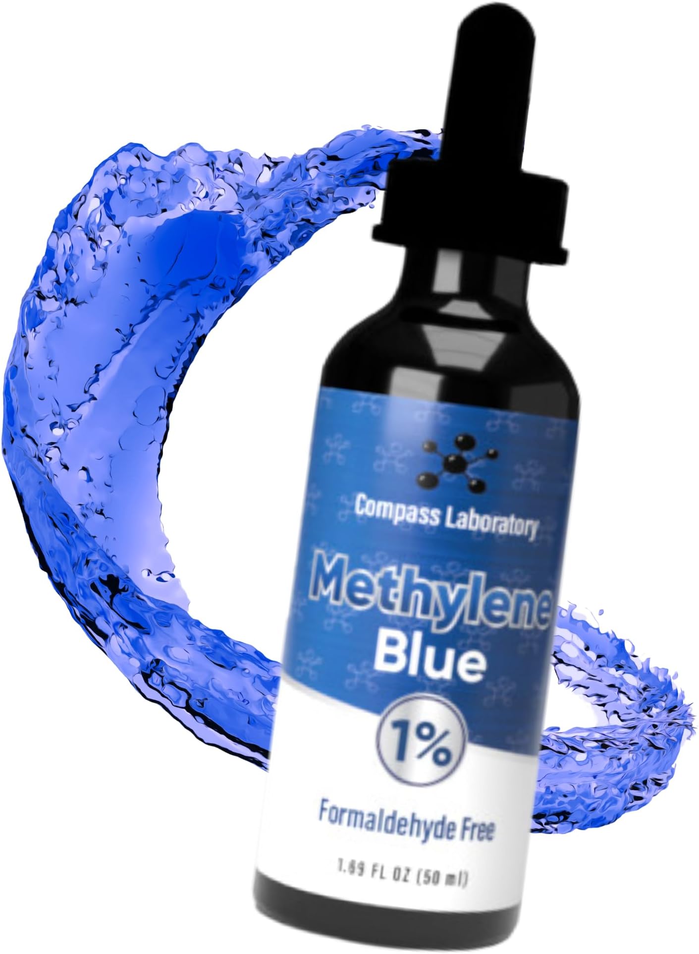 Methylene Blue 1% |USP-Grade Methylthioninium Chloride Liquid | High Purity Dietary Supplement for Brain Function & Cognitive Health | No Formaldehyde (1)50ml Glass Dropper Bottle