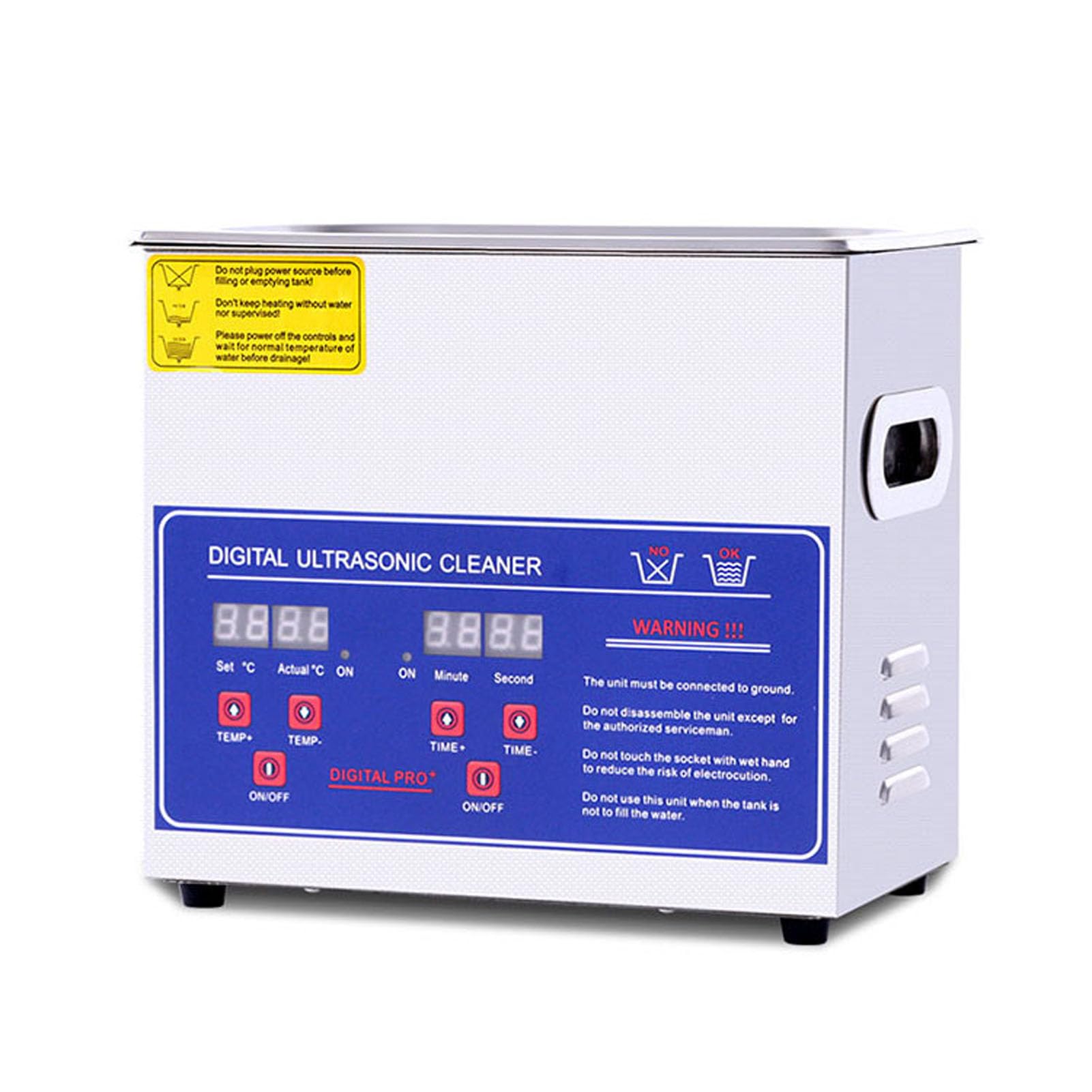 Máquina limpiadora ultrasónica con Temporizador Digital y Calentador, para Joyas, Monedas, Piezas de Metal, inyector de Combustible, Registro, Placa de Circuito, latón, etc.(Size:3.2L)