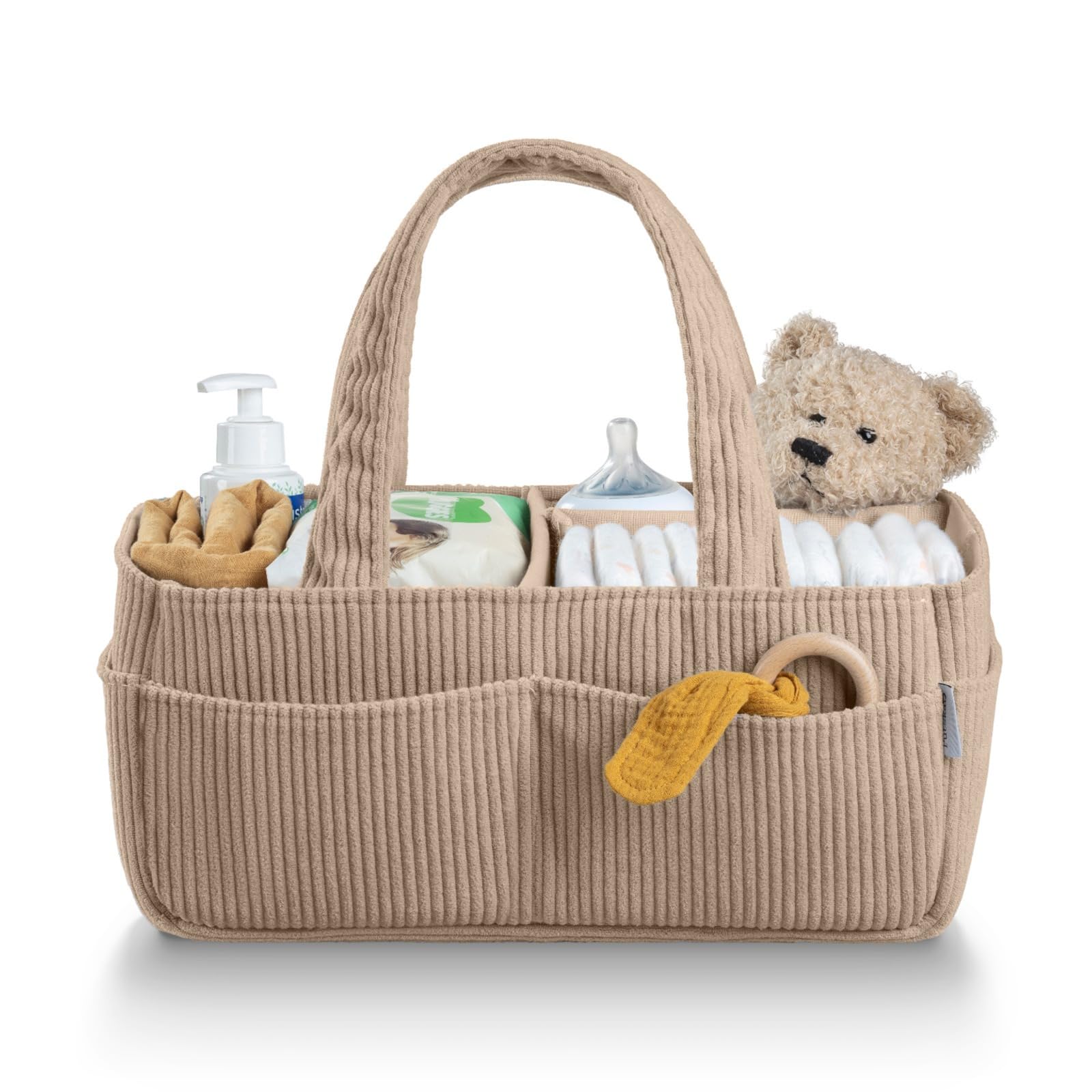 PUTSKA Baby Diaper Caddy Organizer for Changing Table – Stylish Nursery Storage Basket, Newborn Essentials, Baby Shower Gifts and Registry Must-Haves for Boy or Girl, Car Diaper Caddy
