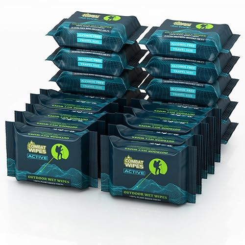 Miniatura 1 de Combat Wipes ACTIVE - Toallitas húmedas para exteriores, equipo de campamento extra grueso, biodegradable, limpieza corporal y de manos, paños