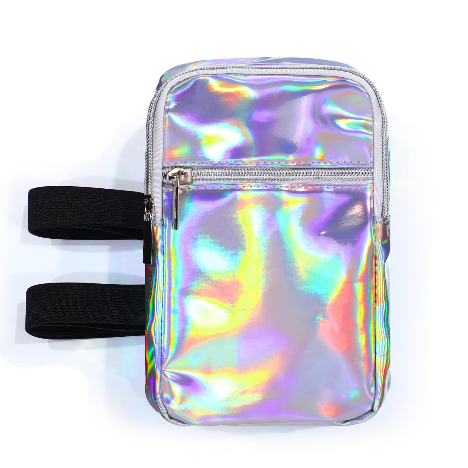 carnival Holographic Thigh Bag Strap, Silver, 7.4 x 4.4 x 1.8 inches, Leg Bag-image-11