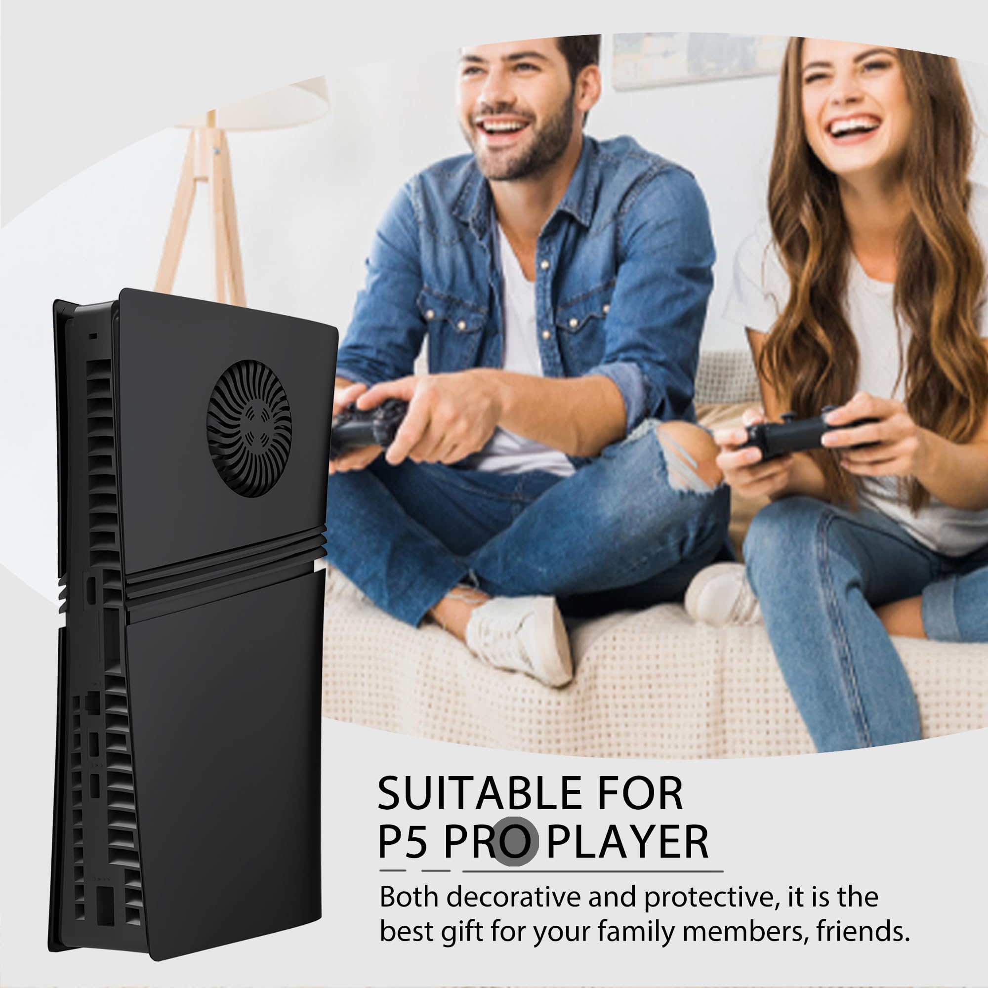 DOBEWINGDELOU - Piastra frontale per PS5 Pro Disc Edition con ventilazione di raffreddamento e filtro antipolvere, copertura degli accessori della console con piastra frontale ABS antipolvere