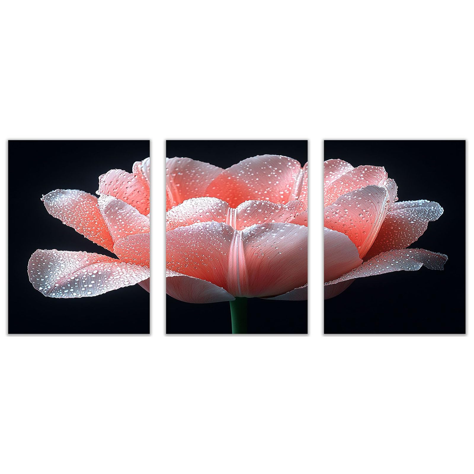 AMXBZC 3Pcs Decoración Salón Cuadros de Plantas Flores naturales vintage Póster Vintage Láminas Hojas Verdes - Cuadro póster de pared para dormitorio（rosado-50x70cmx3 Sin marco