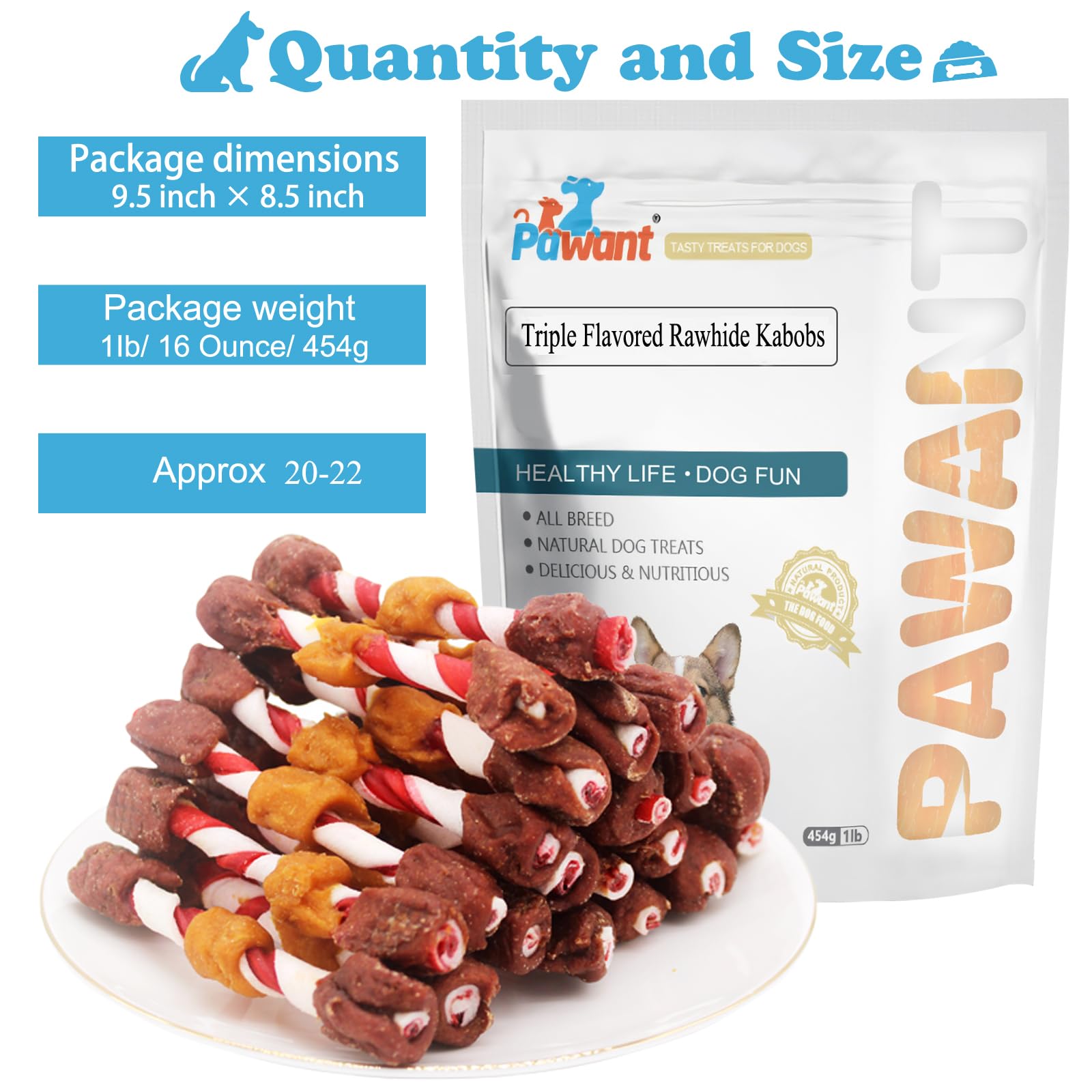 Puppy Training Snacks Dog Triple-Flavor Chews, Chicken, Duck and Chicken Liver Palitos de Cuero Crudo 1lb/454g