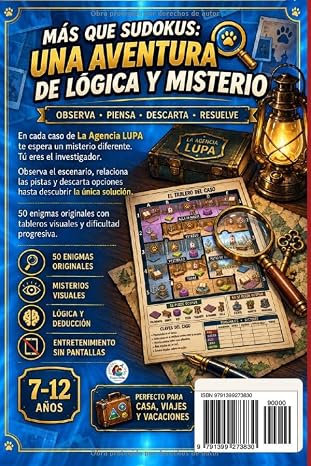 Lupadoku: Sudokus, pasatiempos y juegos de lógica, deducción y misterio para niños de 7 a 12 años: Actividades, aprendizaje y diversión para casa, ... (Sudokus pasatiempos de lógica y misterio)