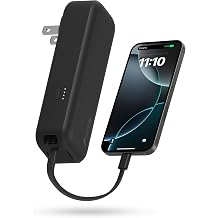 Nimble Wally Pro 20, 2-in-1 Portable Wall Charger + 5,000mAh Power Bank with Foldable Plug, Built-in USB-C Cable, 20W Fast Charging Battery Pack for iPhone, Samsung Galaxy, iPad & USB-C Devices