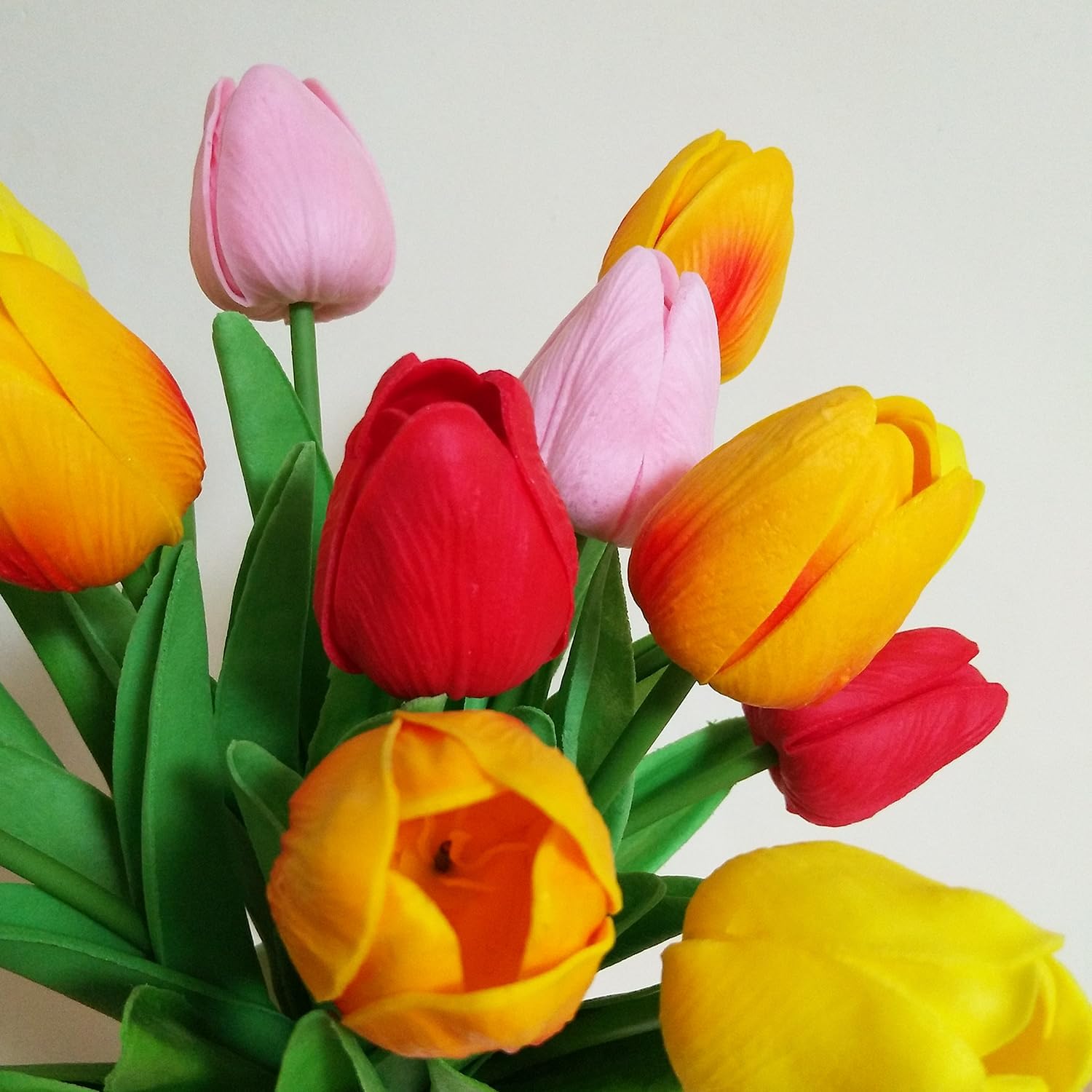 15 Stems Multicolor Flowers PU Real Touch Tulip Artificial Flowers Bouquet for Spring Wreath Wedding Bouquet Festival Party Home Office Décor DIY (Mix 4 Color) - Image 6