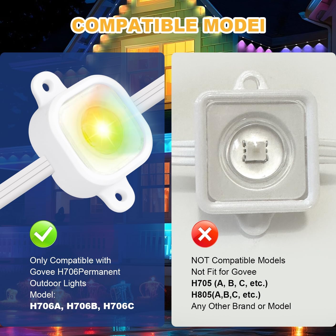 Mounting Brackets Compatible with Govee H706,125PCS Light Clips Compatible with Govee Pro H706 Replacement for Outdoor Lights Extension