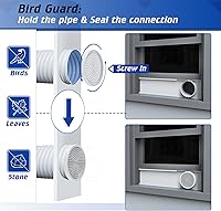 Vista 3 de Kit de ventana de aire acondicionado portátil para manguera de escape de 5 pulgadas de diámetro, paneles de sellado de ventana ajustables de 59