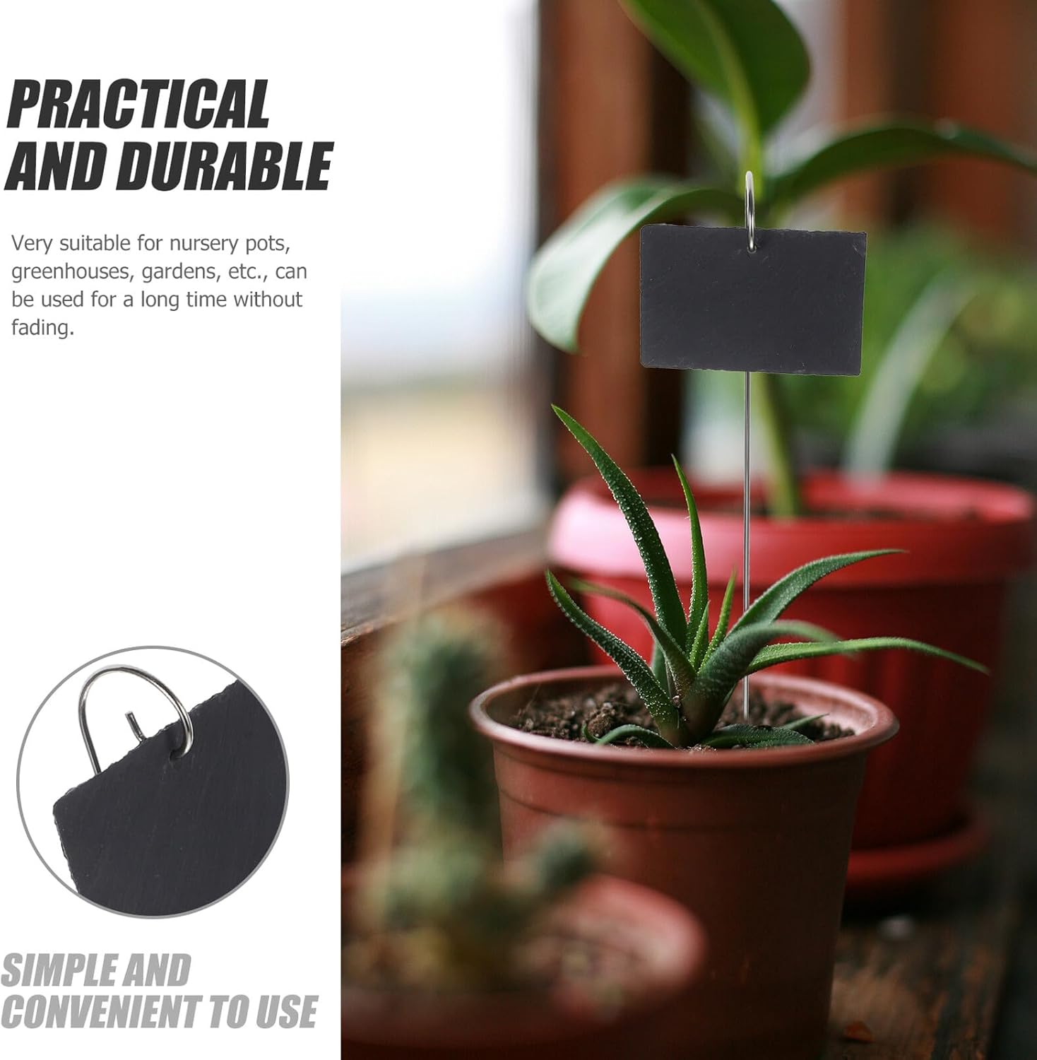 22pcs Slate and Stainless Steel Plant Labels Set with Chalk Markers for Garden and Potted Plants Reusable Succulent and Herb Tags for Outdoor Identification