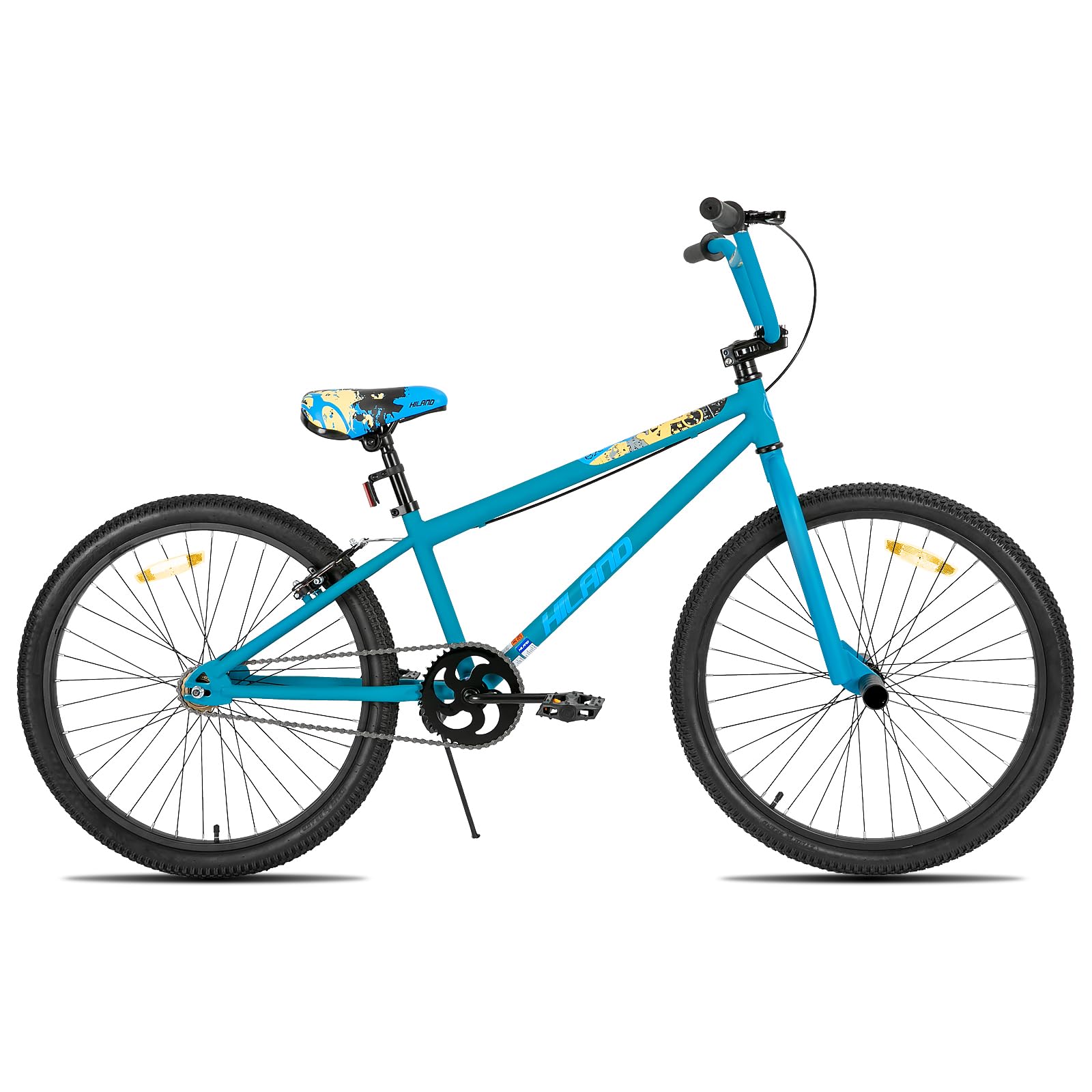 Hiland Vélo pour Enfant Vélo BMX Freestyle 24/26 Pouces pour Garçons et Filles Adolescents avec Protection de Chaîne Roue Libre Coloré/Gris/Bleu