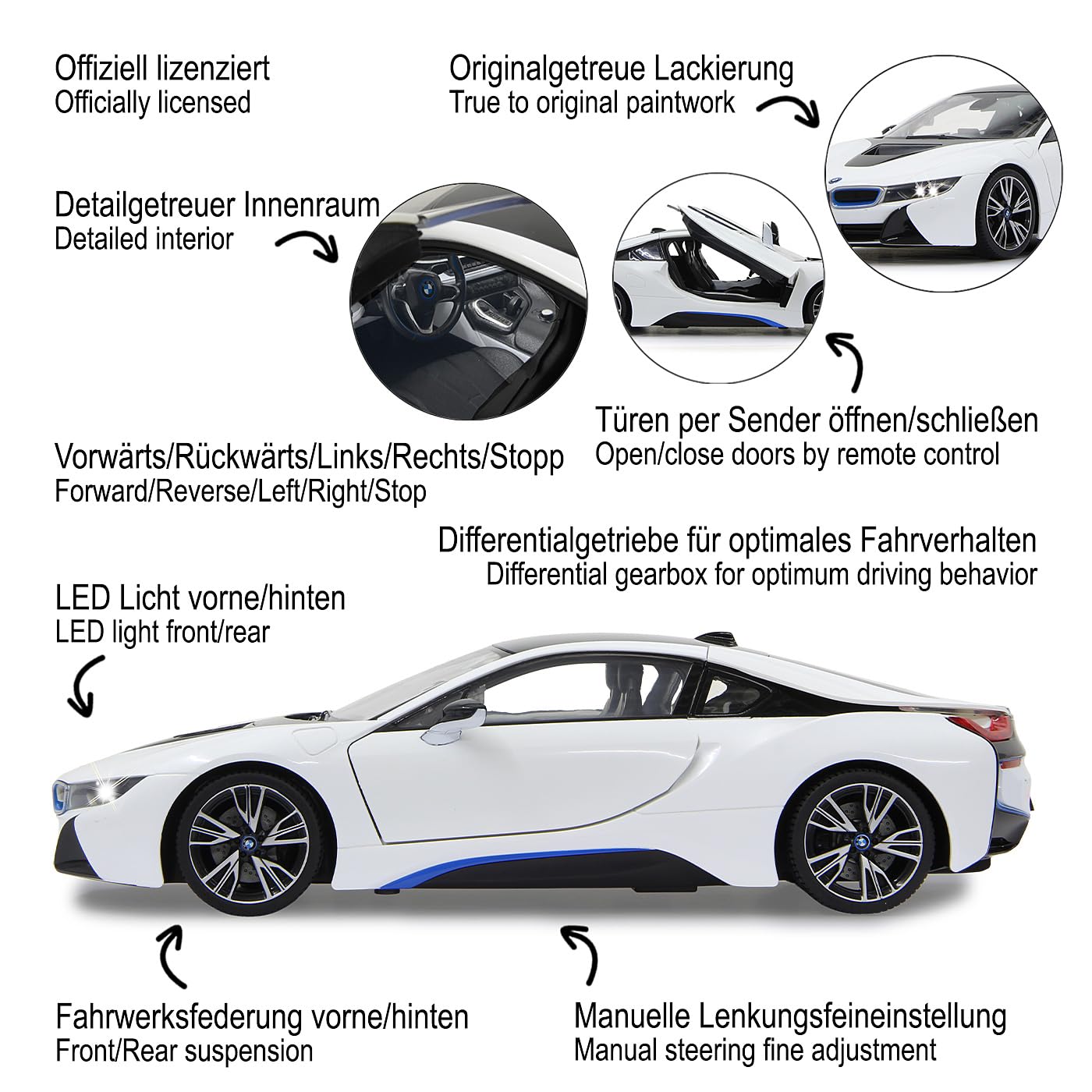Jamara 404571 40 MHz skala 1:14 biały BMW i8 Deluxe Car