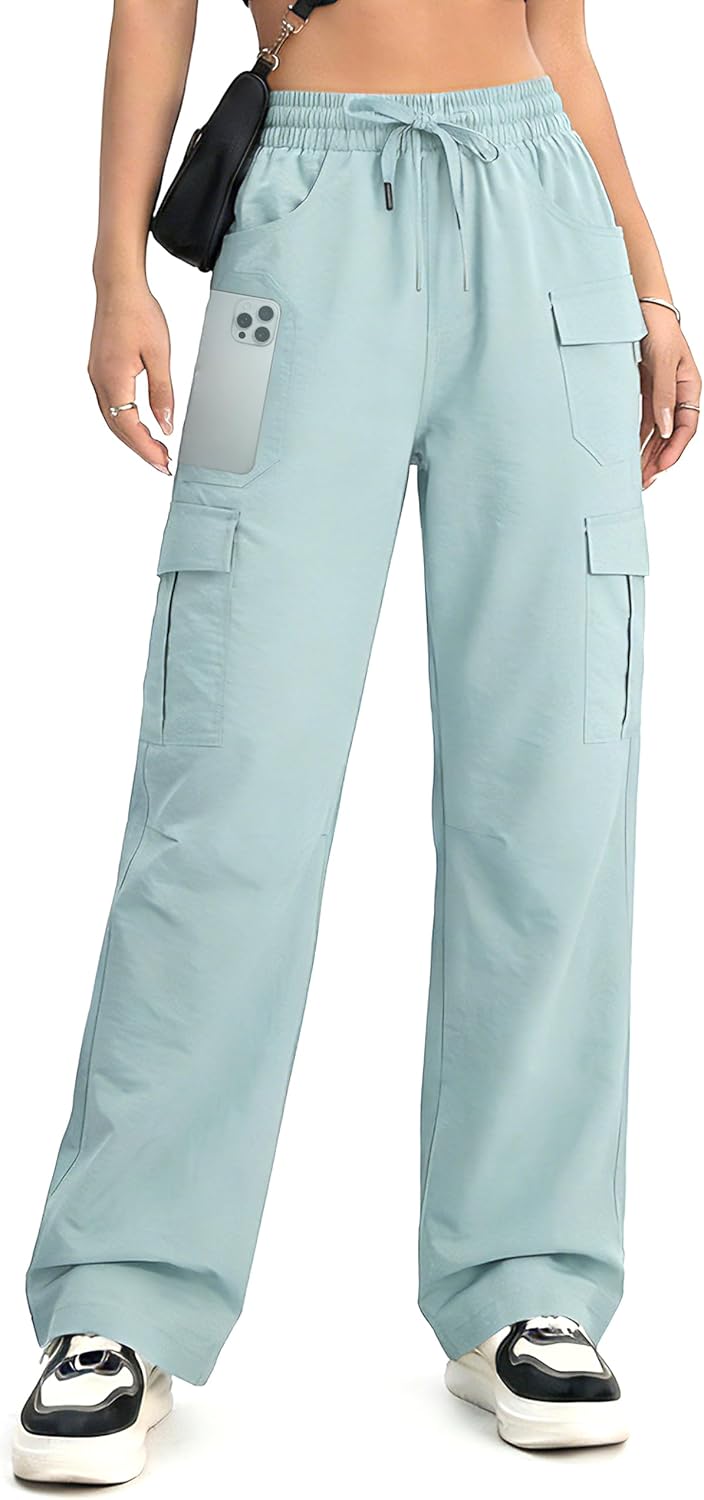 Women’s Cargo Pants 28“/30” Lightweight Quick Dry Casual Travel Pant Streetwear for Work Hiking Outdoor with 8 Pockets