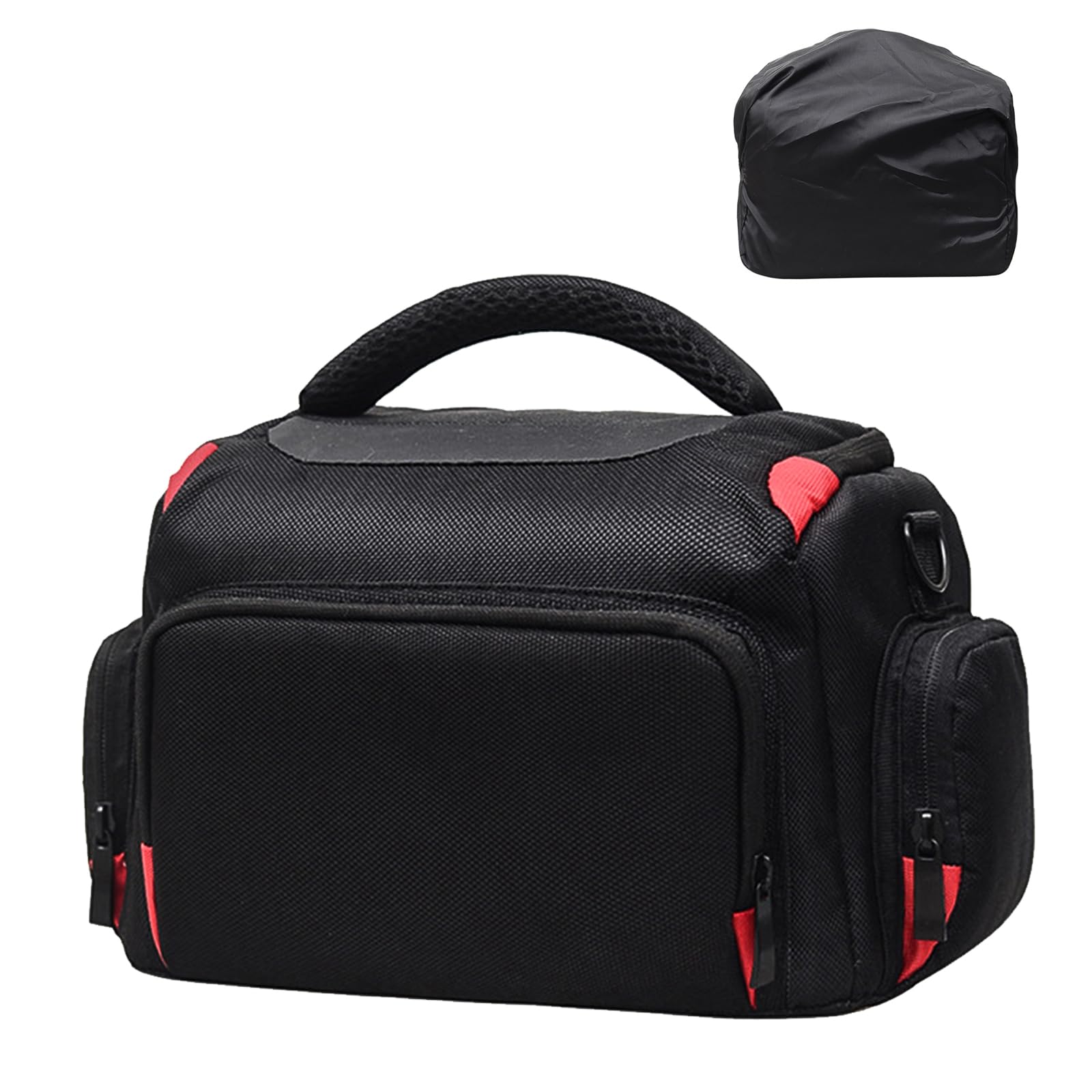 Bolsa para Cámara Réflex DSLR y Mirrorless, Bolso Fotográfico Bandolera con Divisores Ajustables, Funda Acolchada Impermeable, Correa Regulable, Negro
