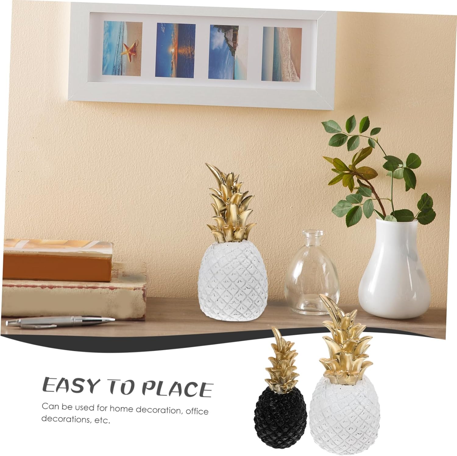 2pcs Positive Pineapple Halloween Decor Artificial Fruit Statue Unique Pineapple Ornament for Home and Office