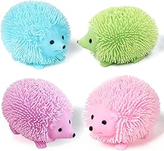 Yeefunjoy Set of 4 Anti-Stress Balls, Luminous Squishy Ball, Bouncy Ball, Anti-Stress Ball, Glowing Hedgehog Sensory Squeeze Ball Finger Exercise for Kids Adults