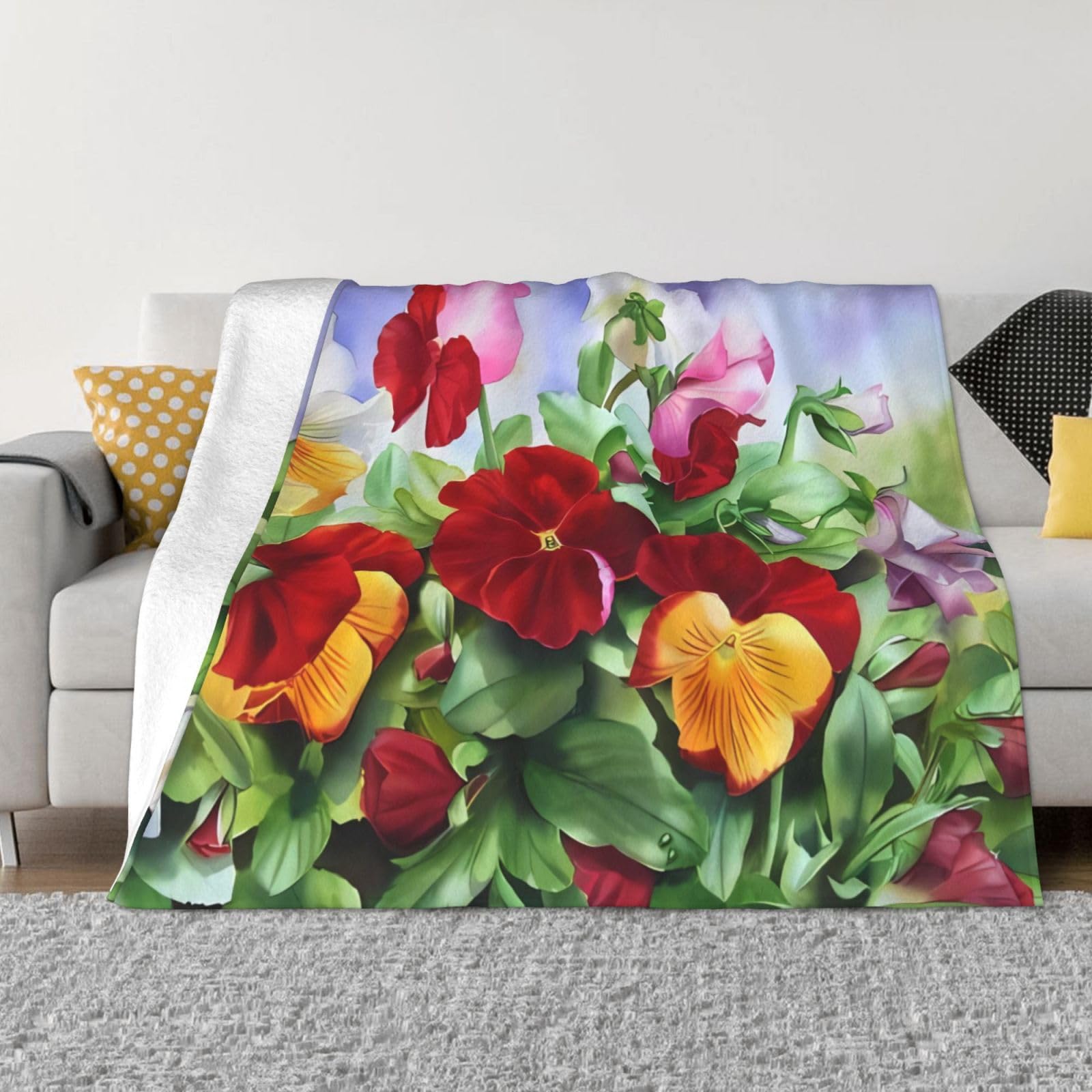 Couverture flanelle Pansy Perfection plaid idéal pour salon et voyage