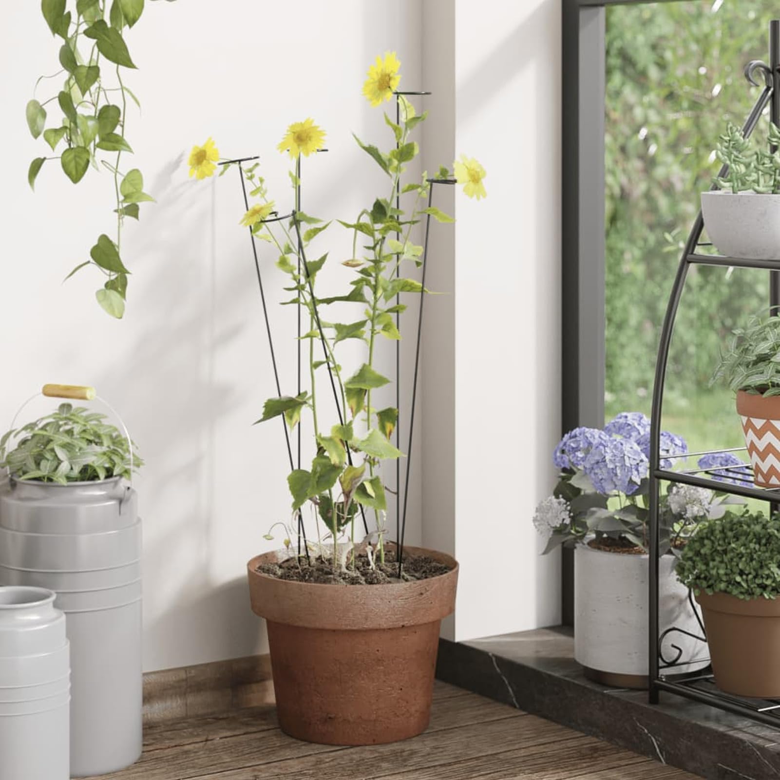 Gecheer Piquets pour Plantes de Jardin 20 pièce Vert foncé 91 cm Acier