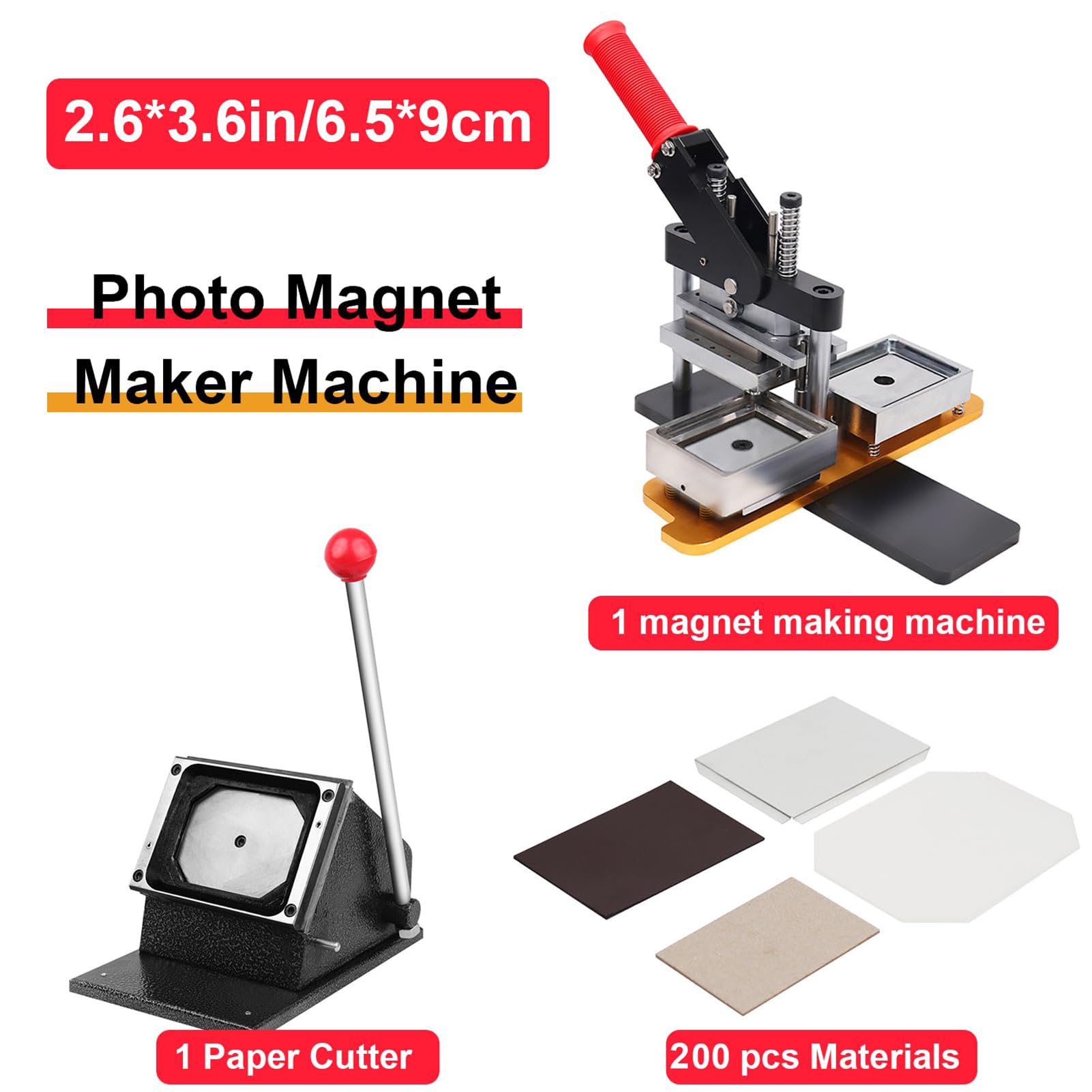 Foto-Magnet-Maschine zum Selbermachen, 65 x 90 mm, Kühlschrankmagnet-Hersteller mit 200 Verbrauchsmaterialien für Kühlschrank und Eisenmöbel Dekoration