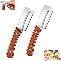 2-Pack Sharp Stainless Steel Vegetable Peeler with Wooden Handle & Bottle Opener - Non-Slip Grip for Fruits, Potatoes & Veggies