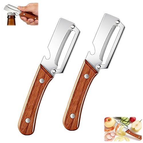 Multi-Functional Vegetable Peeler for Kitchen, With Wooden Handle and Bottle