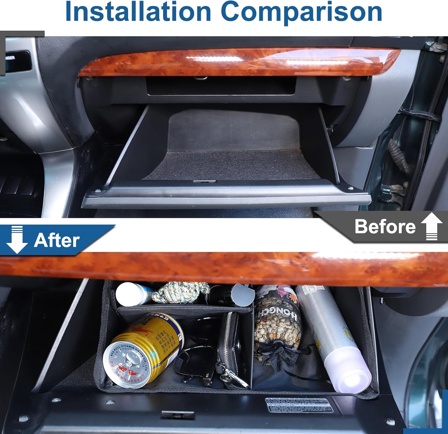 Glove Box Dividers Organizer Bag Compatible with Toyota Land Cruiser Prado 2003-2009,Oxford Cloth Center Console Insert Storage Dividers Increase Storage Space