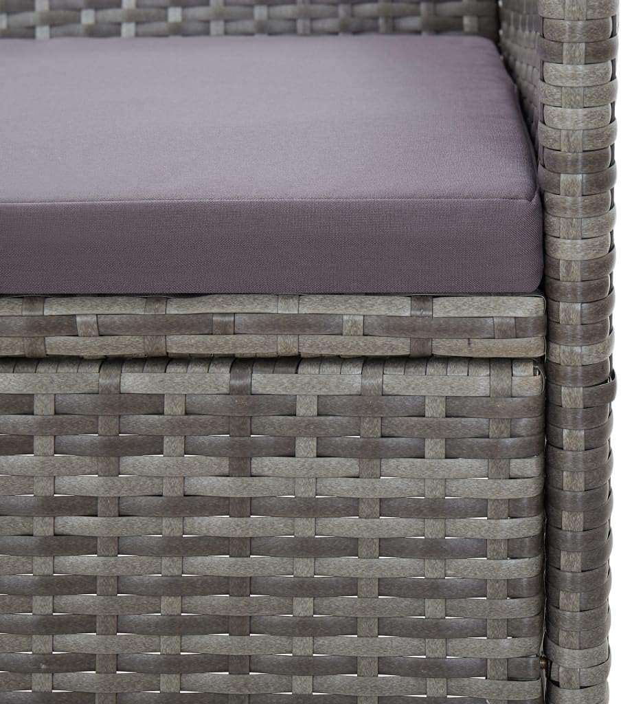 Modern 3-Seater Outdoor Sofa Grey PE Rattan Steel Frame Polyester Fabric Cushions Weather-Resistant Patio Furniture for Balcony