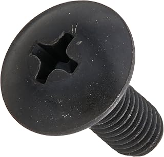 Steel Truss Head Machine Screw, Black Oxide Finish, Meets ASME B18.6.3, 2 Phillips Drive, 10-32 Thread Size, 1/2" Length, Fully Threaded, Imported (Pack of 100)