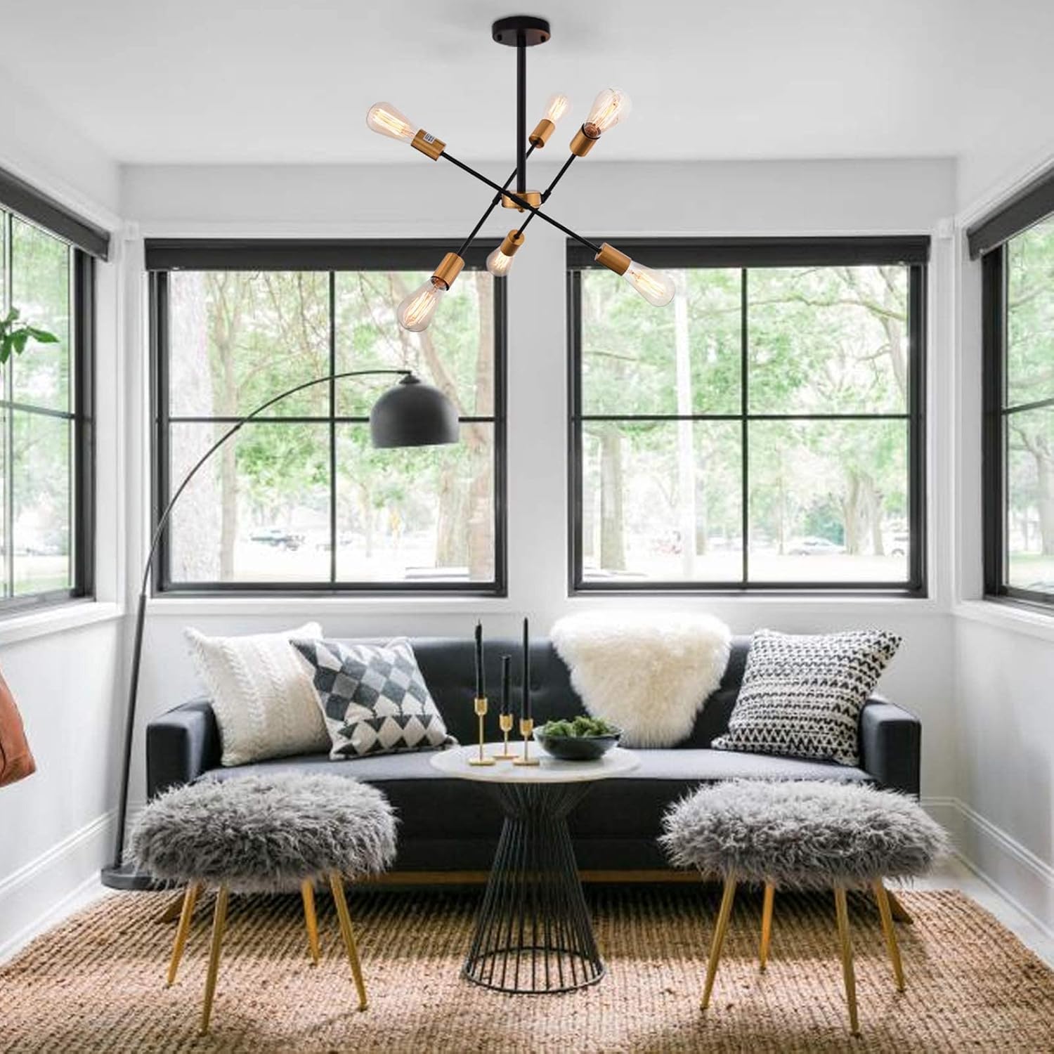 Big Sale Sputnik Chandelier Semi Flush Mount Ceiling Light Black and Gold 6 Lights Modern Pendant Lighting Fixture Dining Room Bedroom Living Room Kitchen Hot Deals Sputnik Chandelier Semi Flush Mount Ceiling Light Black and Gold 6 Lights Modern Pendant Lighting Fixture Dining Room Bedroom Living Room Kitchen