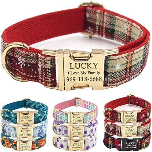 Miniatura 59 de PETDURO Collar de perro personalizado con nombre y teléfono grabado en hebilla de metal – Personalizado para perros medianos y grandes – Impresiones