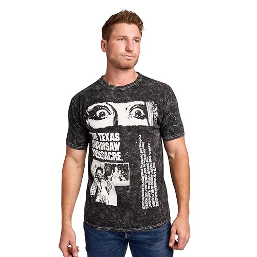 Bioworld The Texas Chainsaw Massacre Men’s Black Cloud Wash Short Sleeve Tee - The Texas Chainsaw Black - Medium