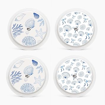 Libre Sensor 1 & 2 Sensor Stickers - Diabetic Sensor Vinyl Stickers - Glucose Monitor Sticker - Sea Shells & Bows - Pack of 4