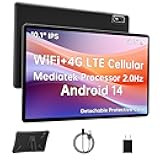 HAOVM Android 14 Tablet 10.1 Inch,4G SIM Unlocked, Quad-Core CPU 2.0GHz,3GB+32GB, TF Expandable, IPS Display, 5G WiFi, Bluetooth 5.0,5MP+8MP Dual Cameras,5000mAh, GPS, Google Kids Space，Black case