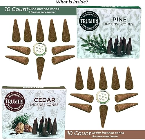 Miniatura 2 de Paquete combinado de conos de incienso, 10 cedro + 10 conos perfumados de pino