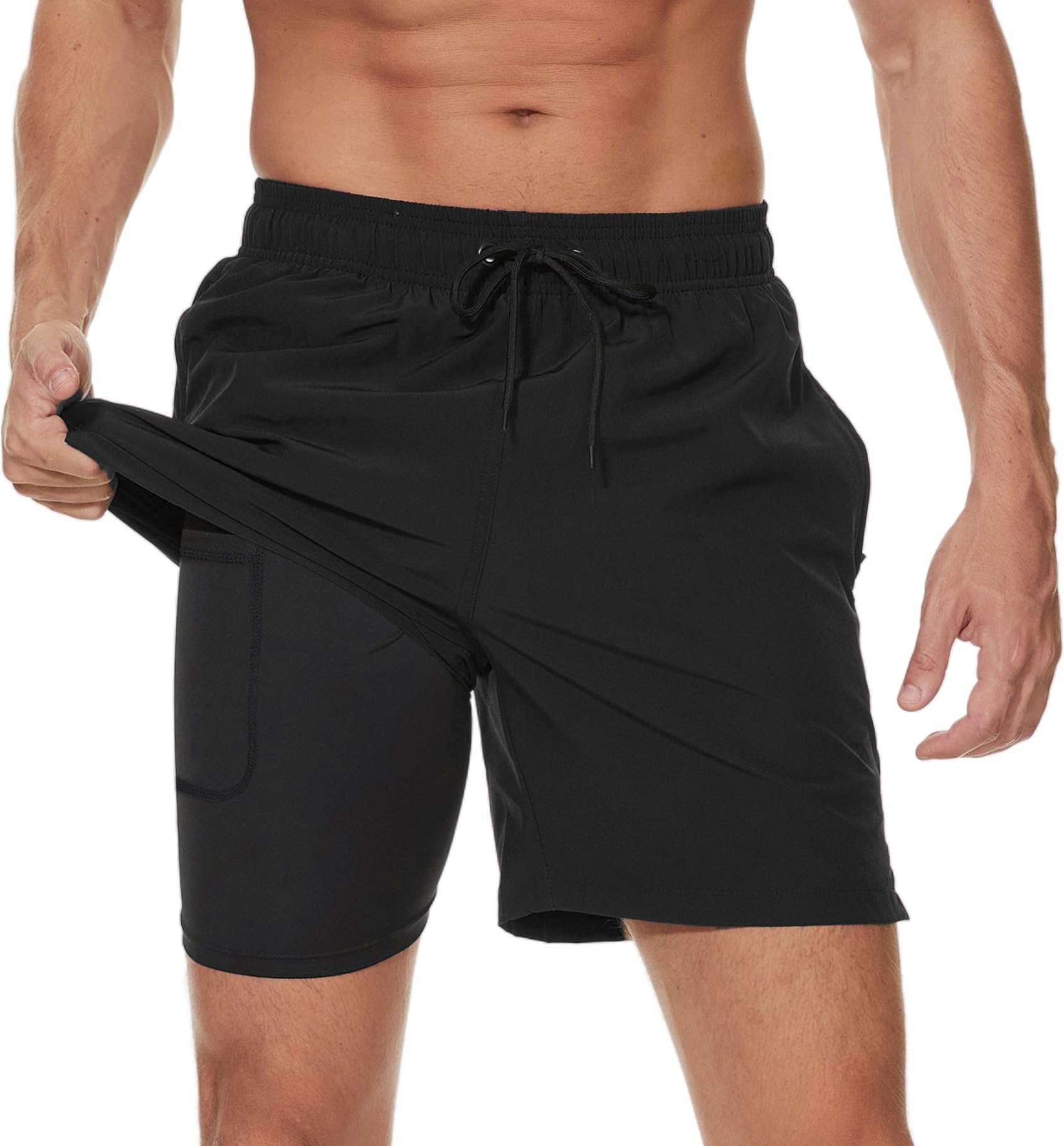 Kfnire Bañador Hombre con Forro Compresión y Bolsillos, Shorts de Baño para Natación Secado Rápido Hidrófugo Banador para Hombre