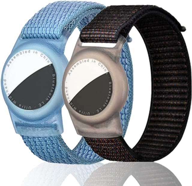 Dingfeiyu 2 Pack Airtag Wristband for Kids Adult, Apple Airtag Waterproof Bracelet, Adjustable Anti Lost Airtag Wristband Nylon for Toddler Child and Men Women