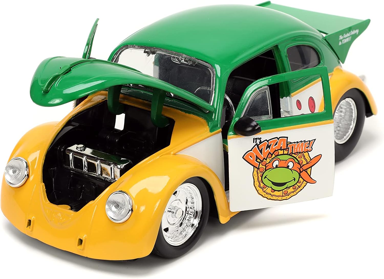 Jada Teenage Mutant Ninja Turtles 1:24 1959 Volkswagen Drag Beetle Die-cast Car & 2.75" Michelangelo Figure, Toys for Kids and Adults (33741)