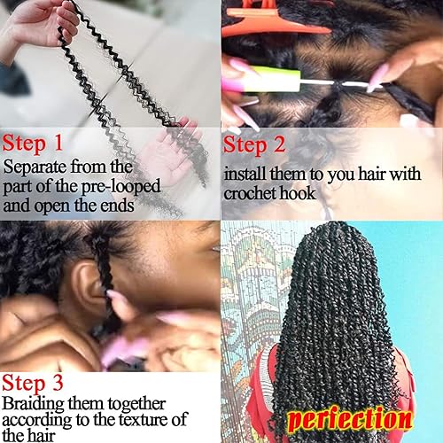 Miniatura 7 de Dorsanee Mechones de pelo rizado, extensiones de cabello sintético rizado