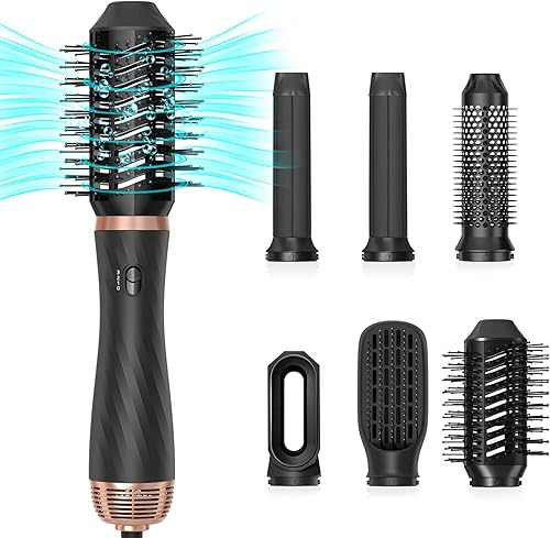 UKLISS - Cepillo de aire caliente, cepillo secador de pelo 6 en 1, secador de pelo iónico negativo 2023, juego de herramientas de peinado