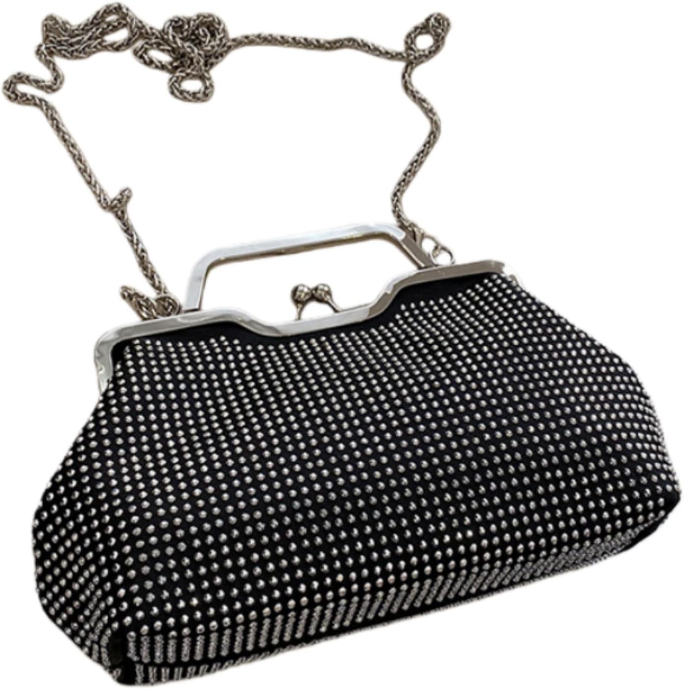 Women Sequins Evening Handbag Glitter Top Handle Purse Chain Cross-body Bag