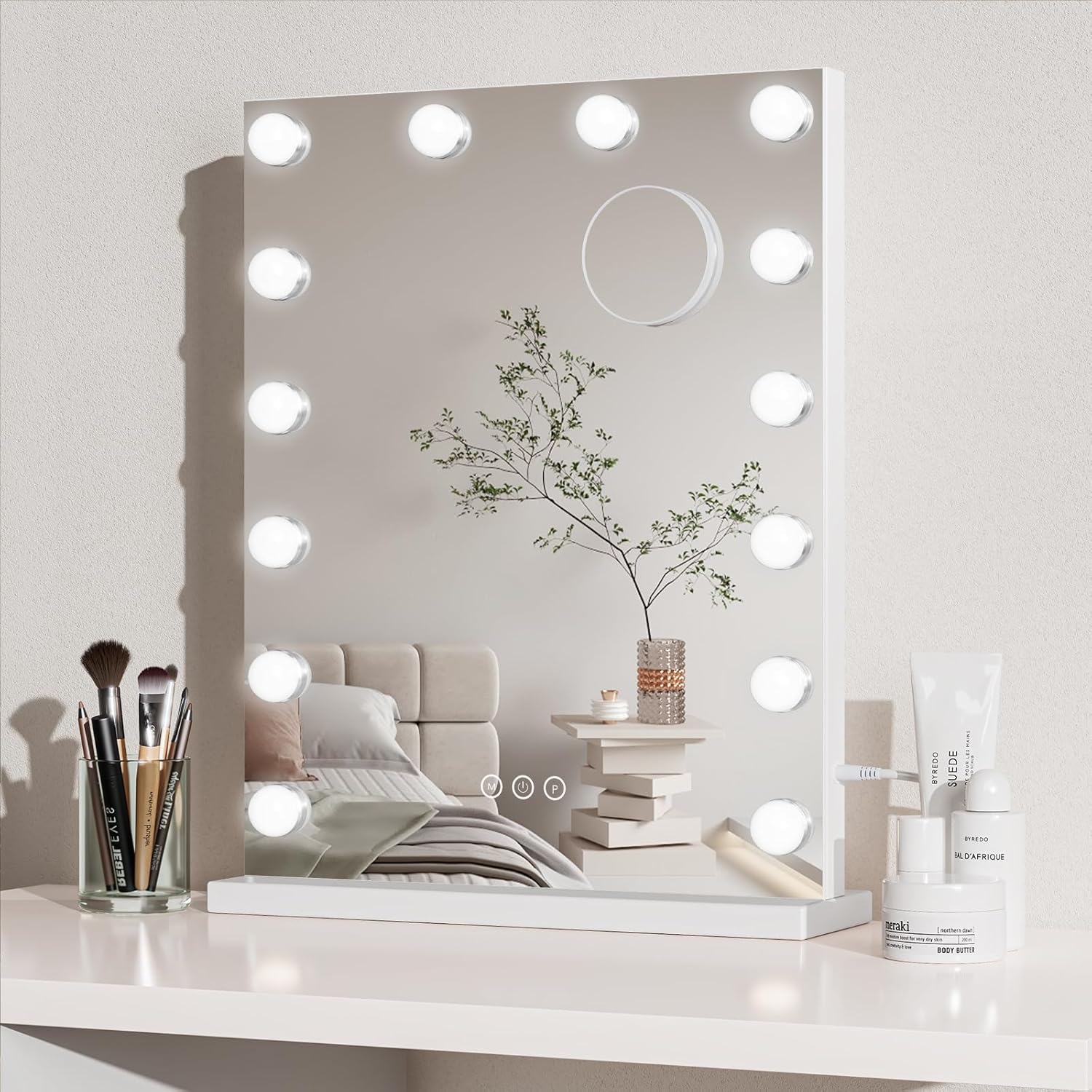 Dripex Hollywood Vanity Mirror with Lights, 52×40cm Large Lighted Makeup Mirror with 14 Dimmable