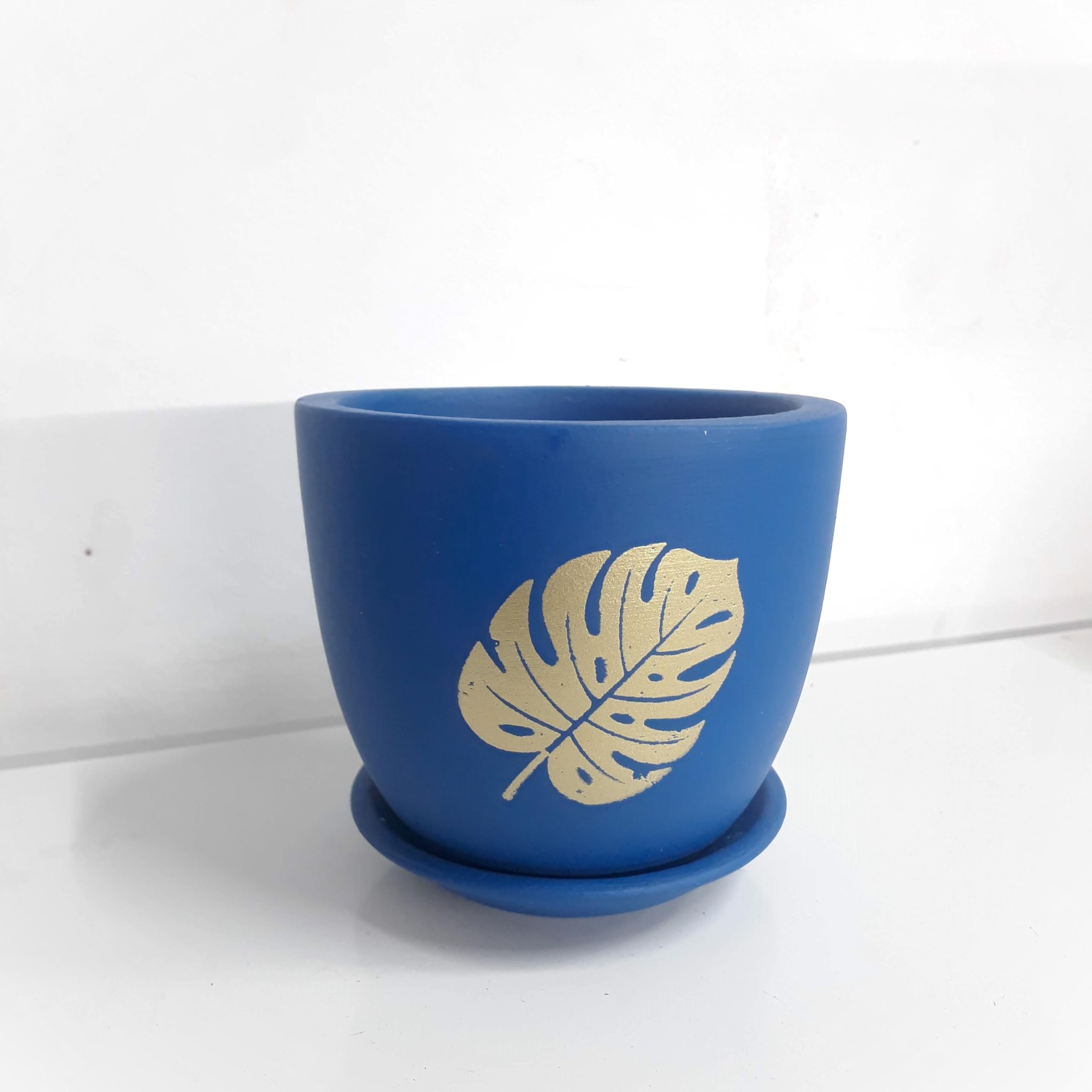 tinyshrub Leafy Print Blue Cup Shape Pot for Plants, Indoor Plant Pots with Drainage Holes Terra Cotta Flower Pot Sturdy, Lightweight & Durable for Home, Kitchen, Balcony & Office (B0CKL626KR) Amazon Price History, Amazon Price Tracker