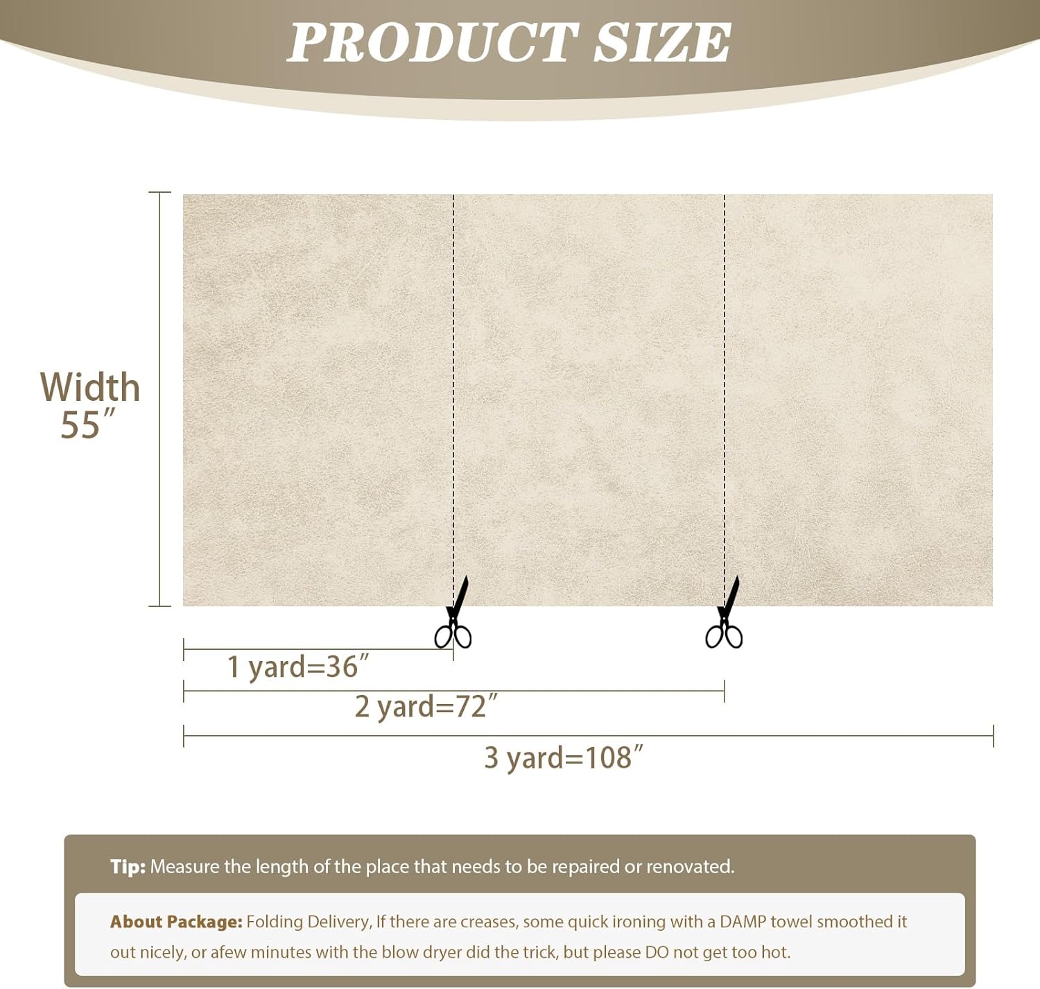 Faux Leather Fabric, 55" Wide 1.3mm Thicken Upholstery Fabric by The Yard Soft Marine Vinyl Fabric Vintage PU Leather Sheets for Crafts Sewings Chairs Seats Wallets Cushions, 3 Yard Beige