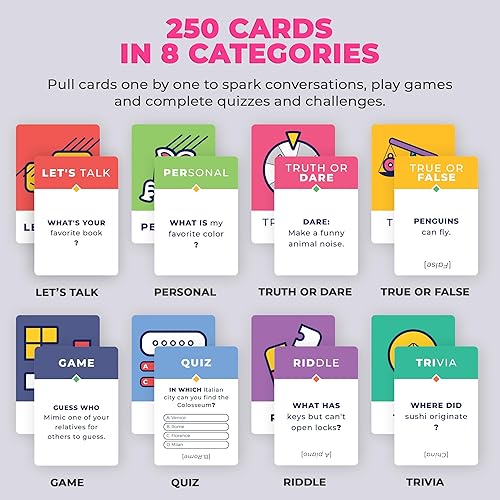 Miniatura 3 de Clever Fox 250 tarjetas de conversación familiar para niños y adultos - Iniciador de conversación, preguntas familiares y juego de conversación para