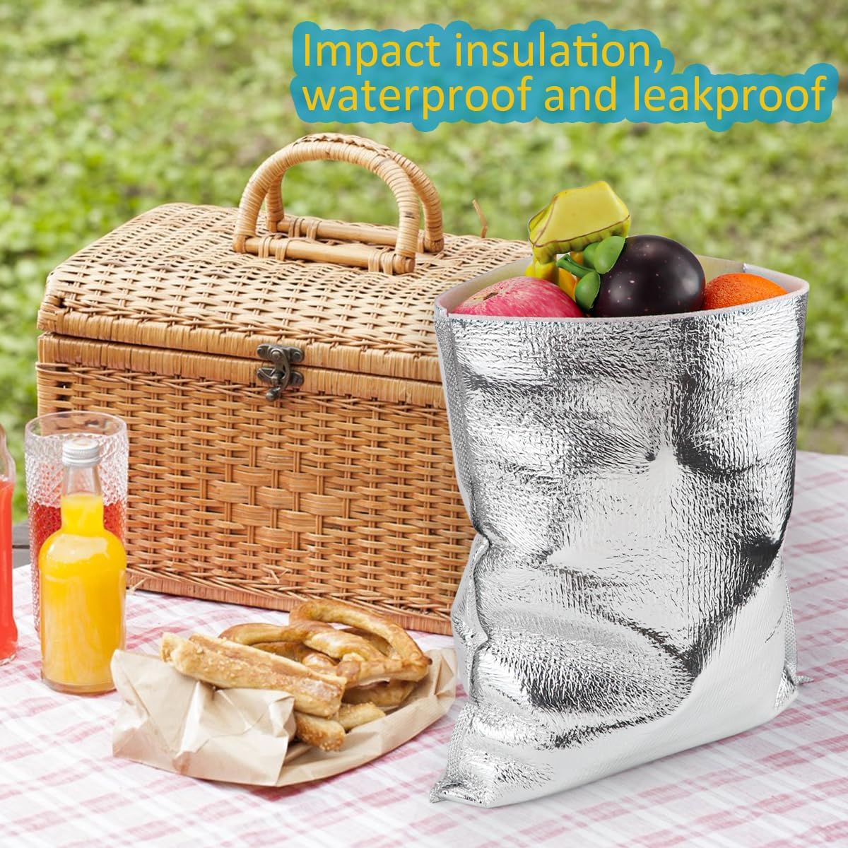25Pcs Insulation Bags, Reusable Insulation Thermal Box Liners Shipping Bags Waterproof Insulation Package for Lunch Food Bento Picnic, 11.8"x13.8"
