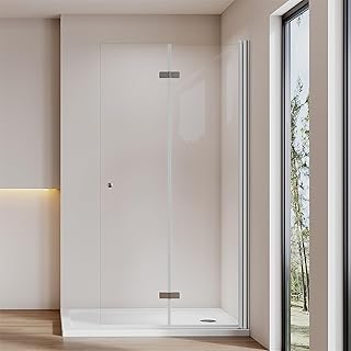Cozynest Walk in Dusche 90x185cm Duschwand Glas Faltbar Duschfalttür Falttür Duschtür Duschabtrennung 6mm ESG-Sicherheitsglas