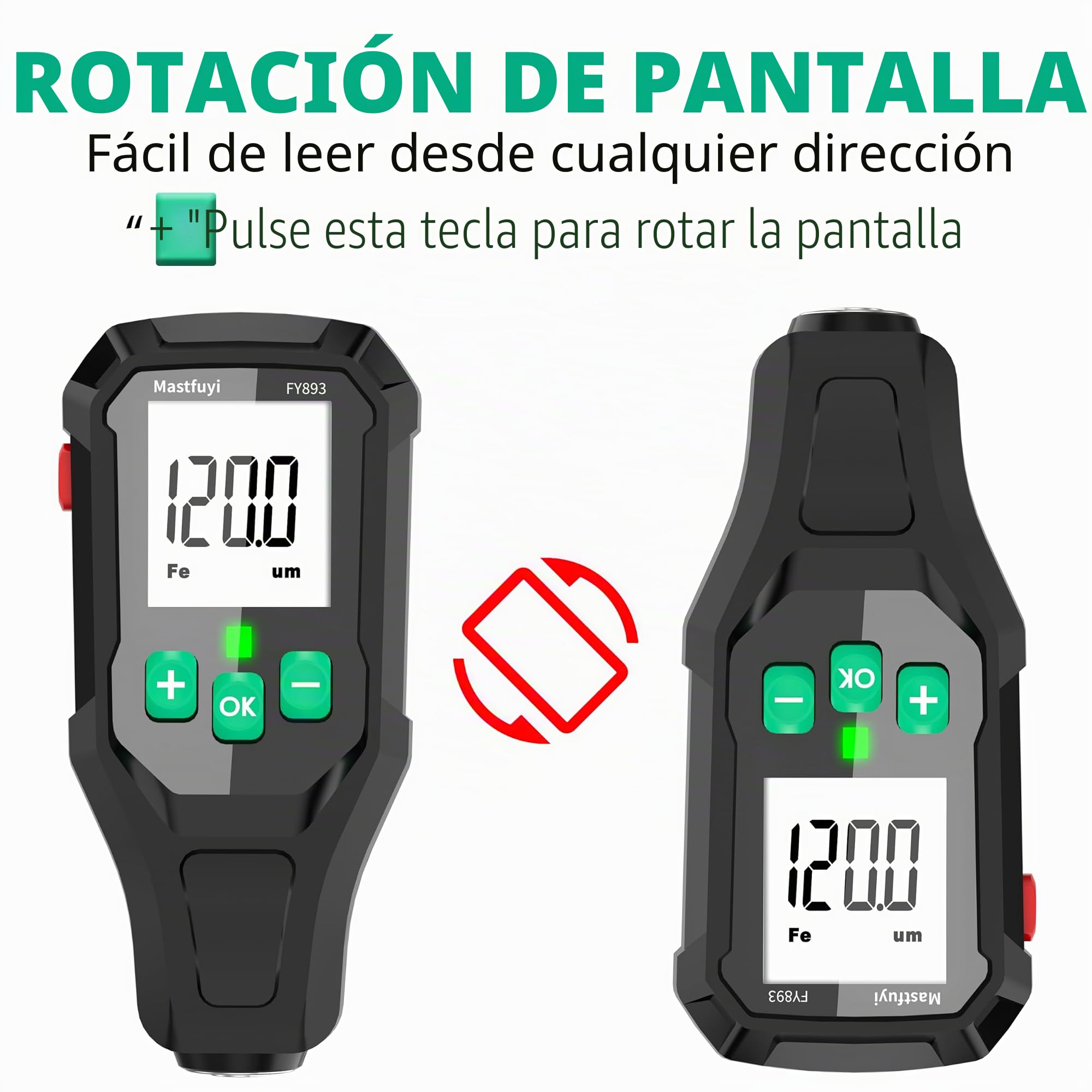 Medidor de Espesor de Pintura, Medidor Digital de Profundidad de Recubrimiento con Resol 0.1mil, Medidor Portátil de Espesor de Pintura Mil para Compradores de Autos Usados, Medición F/NF