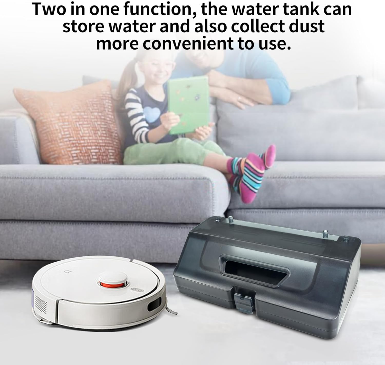 for Viomi Water Tank Dust Box Filter,Two in one Water Tank Dustbin Collection Box Filter for VIOMI V2 V2 PRO V3 Robot Vacuum Cleaner Part (Black)