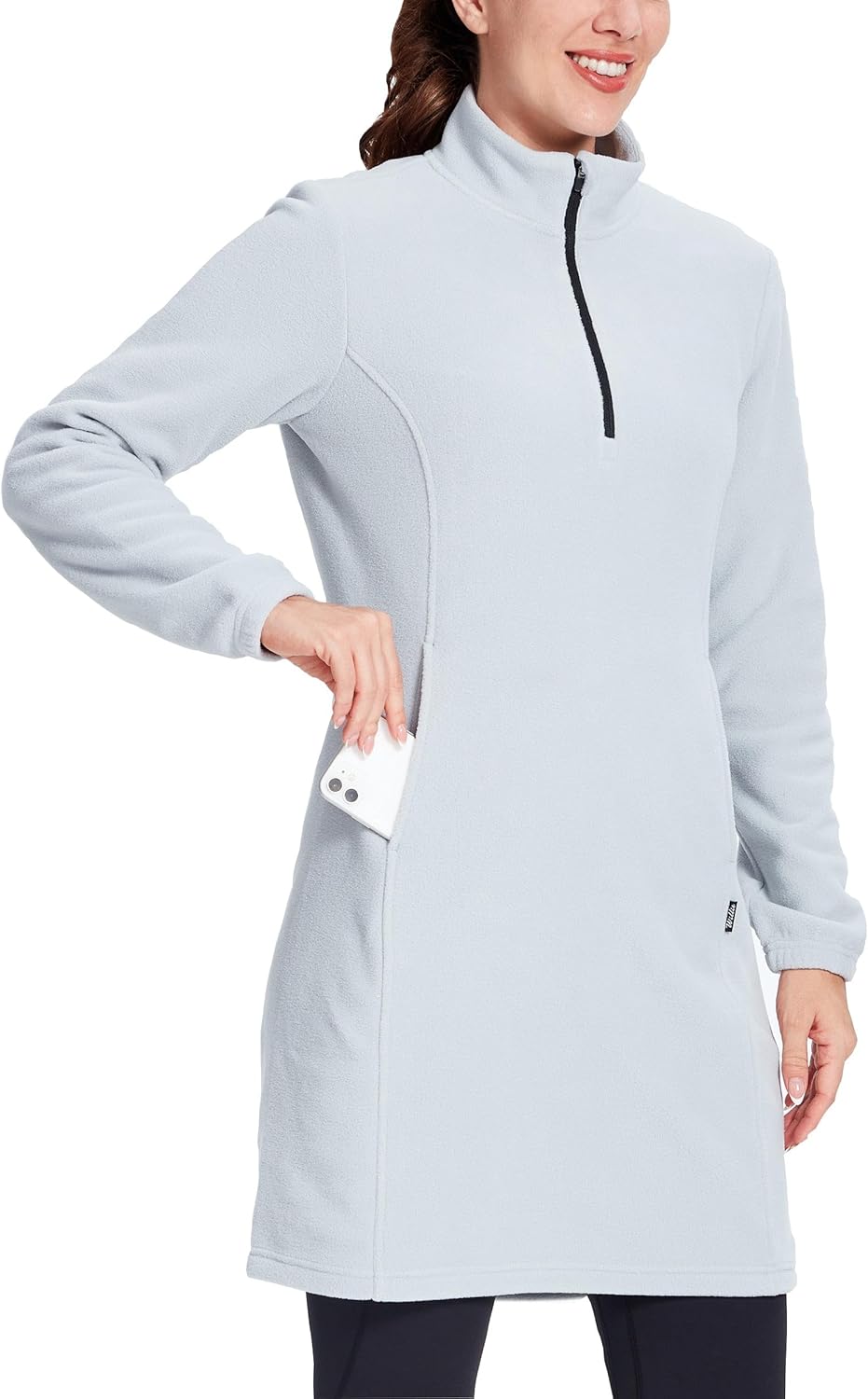 Willit Women's Fleece Dress Sweatshirt Thermal Long Pullover Polar Winter Dress with Pocket